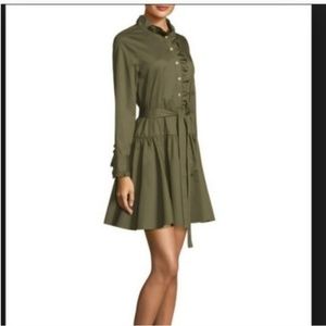 kate spade Broome Street green ruffle neck poplin dress s nwt
